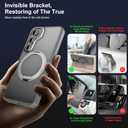 Compatible with Samsung Galaxy S25 Case 360 Invisible Ring Stand Magnetic Case [Compatible with Magsafe][Military Drop Protection] Anti-Fingerprint Shockproof Translucent Design for S25Gray