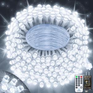 115 FT 350 LED Outdoor String Lights 8 Modes & Timer Connectable Twinkle Fairy Lights Plug in Waterproof LED String Lights for Bedroom Xmas Tree Party Holiday Decorations (Cool White)