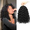 Pre looped Gogo Curl Crochet Hair 12 Inch 8 Packs Pre twisted Short Curly Crochet Hair for Black Women Ocean Wave Braiding Hair Water Wave Deep Braiding Hair (12 inch 1B)