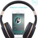 Riwbox Bluetooth Headphones, XBT-80 Folding Stereo Wireless Bluetooth Headphones Over Ear with Microphone and Volume Control, Wireless and Wired Headset for PC/Cell Phones/TV/Gym (Black Gold)