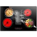 Noxton 30”Electric Cooktop with Downdraft Vent, 4 Burner Radiant Stove Top, 6000W, 240V Hardwired, 9 Heat Settings, 99-Min Timer, Pause & Child Lock(No Exhaust Pipe Required)