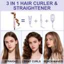 2 in 1 Hair Straightener and Curler, 360 Cool Airflow Styler Curling Iron Flat Iron, 1.25 Inch Curling Wand for Long Short Hair, 5 Adjust Temps, Dual Voltage for Travel, Birthday Gifts for Women