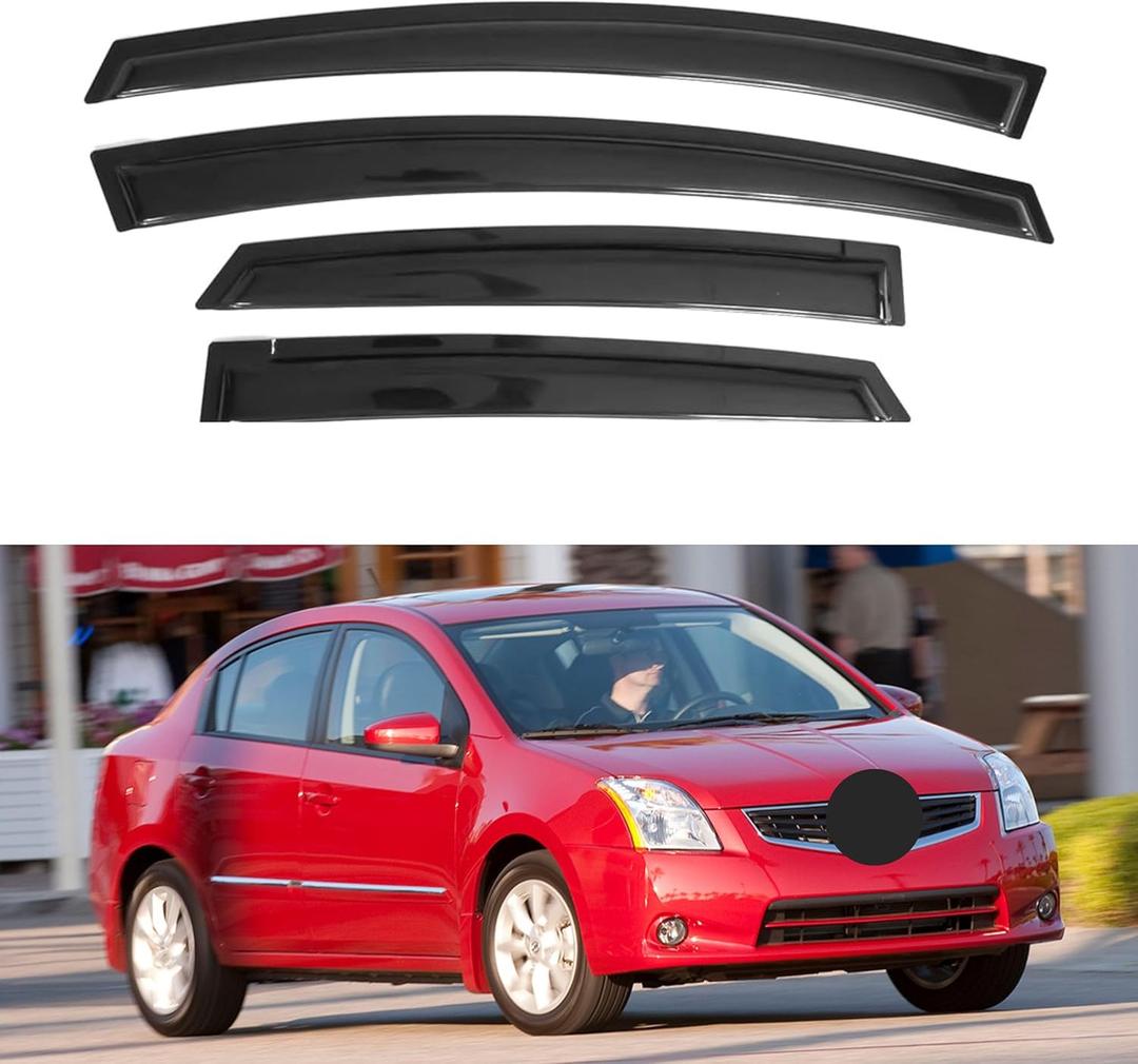 IG Window Visor for Nissan Sentra 2007-2012, Rain Guard Tape-On Extra Durable Sun Wind Side Vent Window Deflector, 2007 2008 2009 2010 2011 2012