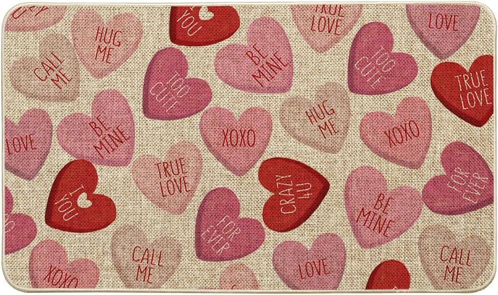 Artoid Mode Pink Love Heart XOXO Valentines Day Doormat, Home Decor Low-Profile Switch Rug Door Mat for Indoor Outdoor 17x29 Inch