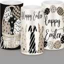 Retisee 3 Pcs Black Brown Easter Flameless LED Candles Battery Operated Bunny Spring Flickering Pillar Candles with Remote Rabbit Easter Centerpiece for Bedroom Living Room Dinner Table Decoration