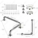L-Shaped Angled Grab Bar 12x16 Inch Brushed Nickel Anti-slip Knurled Shower Handle Wall Mount, Stainless Steel Shower Bar for Seniors Injured Balance Support, Handicap Grab Bars for Bathtubs & Showers