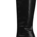 Lovee Cosee Black Leather Boots for Women Knee High Tall Boots for Women Square Toe Chunky Heels Wide Calf Block Heeled Dress Sexy Fashion Trendy Fall Wintern Boots, Size: 8