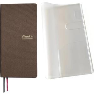 Undated Weekly Planner Notebook Pocket Organizer Appointment Book Journal Notebook A6 Week Plan Notepad (Brown with cover)