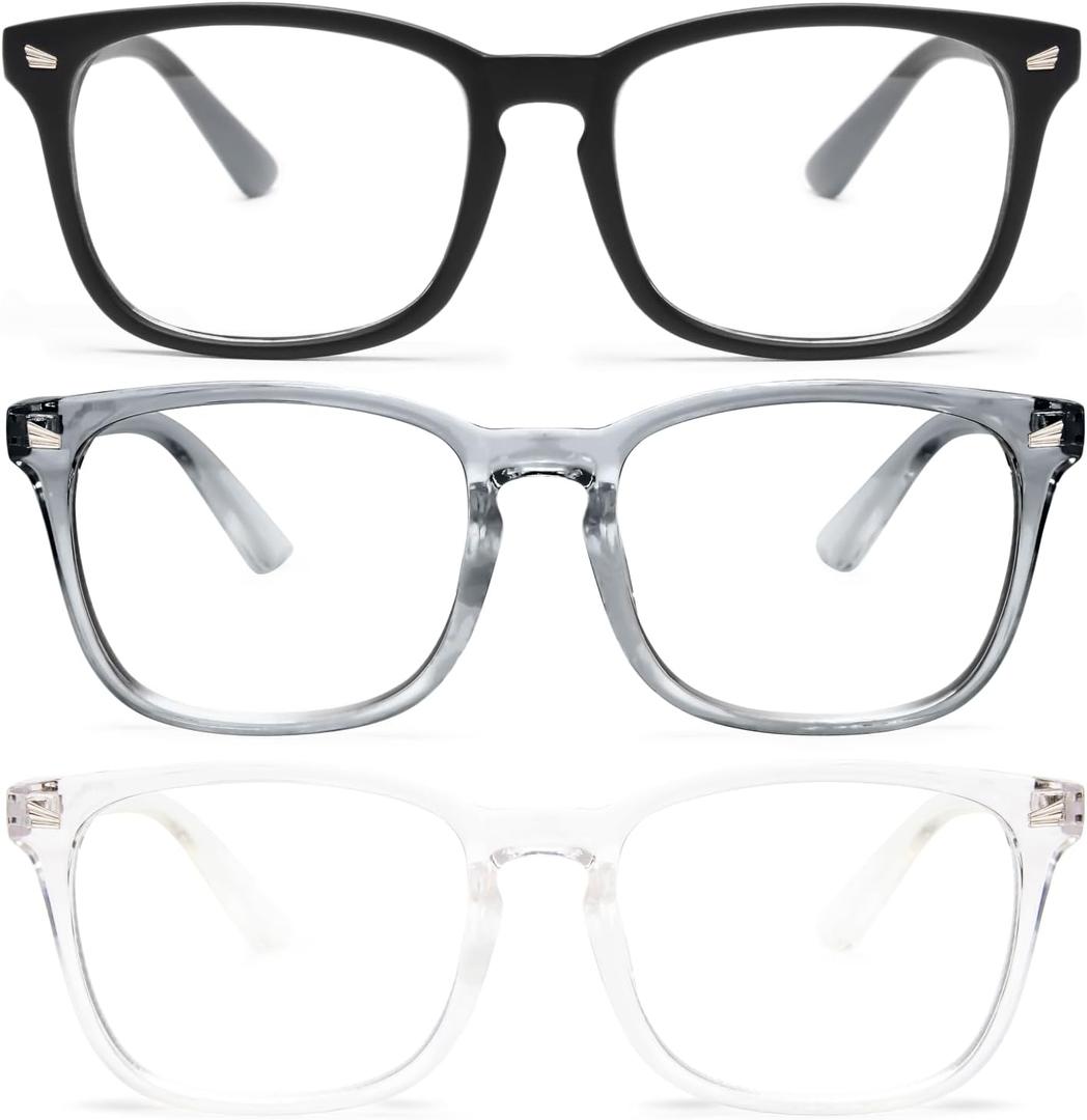 livho High Tech Blue Light Glasses - Advanced 99% Blue Light Blocking Computer Glasses - Anti Eyestrain & UV Glare Protection (*D1 Light Black+clear+clear Grey)
