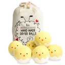 Calindiana 100% Organic Premium New Zealand Wool Dryer Balls Laundry Reusable Fabric Softener, Cute Dryer Sheets Alternative, Anti Static XL Size 6 Pack, Yellow Chick