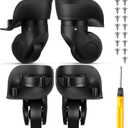 Silkfly 4 Pcs Luggage Wheels Replacement Travel Suitcase Caster Repair Kits with Screw Replacement Left and Right Wheels Mute Bearing Swivel for Luggage(Black,Small)