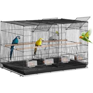 VEVOR 30-inch Flight Bird Cage, Stackable Divided Small Parakeet Cage for Parrots Canaries Cockatiels Lovebirds Finches Budgies Conures Macaws Pet Travel Birdcage with Handle and Perches