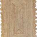 Jute Area Rug - 2' X 3' Feet Scalloped Pattern Natural for Home Decor Item for Living Room Hallways Bedroom and Kitchen (Natural Colour 2' X 3')