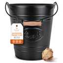 Autumn Alley Farmhouse Bathroom Trash Can - Decorative Rustic Black Trash Can Bucket with Wooden Handle for Bathroom, Bedroom, Office, Kitchen, Western Country Home Dcor, 2 Gal., Matte Black
