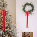 10pcs Red Large Velvet Christmas Bows for Xmas Tree Wreath, Garland, Swag, Staircase,Wedding Indoor Outdoor Home Decor (15 * 24 inch,Width of 1inch)