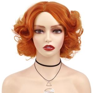 GNIMEGIL Short Orange Wig Layered Wavy Curly Wigs for Women Cosplay Carnival Party Synthetic Hair Halloween Costume Wigs