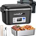 Electric Lunch Box Rechargeable, 1.3L- 15000mAh Portable Self-Heating Food Warmer with Insulated Bag, 220F, Black