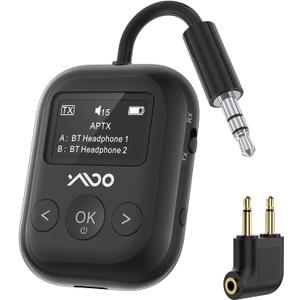 YMOO Upgraded Bluetooth 5.4 Transmitter Receiver for Airplane, Wireless Bluetooth Transmitter Travel Essentials, Supports to 2 Headphones, 2-in-1 Adapter for Planes,TV, Gym,Car,Home Stereo YMOO Upgraded Bluetooth 5.4 Transmitter Receiver for Airplane, Wireless Bluetooth Transmitter Travel Essentials, Supports to 2 Headphones, 2-in-1 Adapter for Planes,TV, Gym,Car,Home Stereo