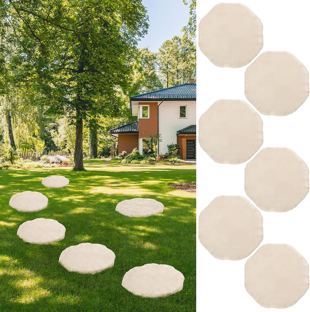 6 Pack 15.5" Garden Stepping Stones Outdoor Octagon Resin Stepping Stone with Ground Stakes Plastic Decorative Pathway Pavers for Walkway Garden Lawn Yard Home