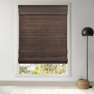LazBlinds Cordless Bamboo Roman Shades, Privacy Blinds for Interior Windows, Room Darkening Roll Up Bamboo Blinds for Home & Patio, 34" W x 64" H, BDP-Espresso