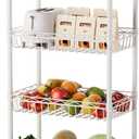 SINGAYE 4 Tier Basket Shelf Wire Shelving Unit Adjustable Storage Shelves Big Basket Rack for Garage Kitchen Office Pantry Corner 17" Dx12 Wx50 H White