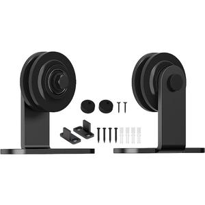 skysen Sliding Barn Door Hardware Roller Set Black (T Shape Roller Set)