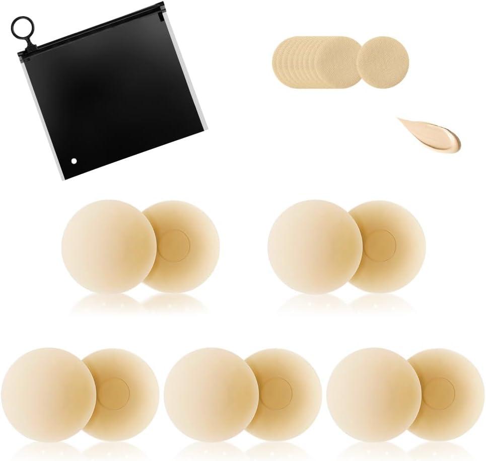 Cakes Nipple Cover Silicone Self Adhesive Bra Breathable Sticky Bras Water-Proof Reusable Backless Invisible Bra (Small, 2#caramel)