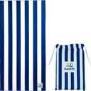 Microfiber Oversized Beach Towel 71x36in  Sand Free Quick Dry, Lightweight, Fast Absorbent Soft Striped Cabana Towel for Beach, Camping, Swimming, Yoga, Sports (Navy Blue)