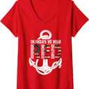 Womens On Fridays We Wear Red Remember Everyone Deployed Navy V-Neck T-Shirt, L