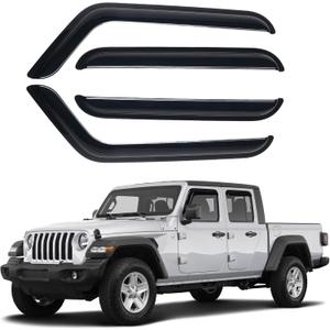 Canvcle Window Visors Rain Guards for 2020-2025 2026 Jeep Gladiator Accessories, Outside-Mount Tape-On Side Window Wind Deflectors Vent Visors Shades Rainproof 4PCS