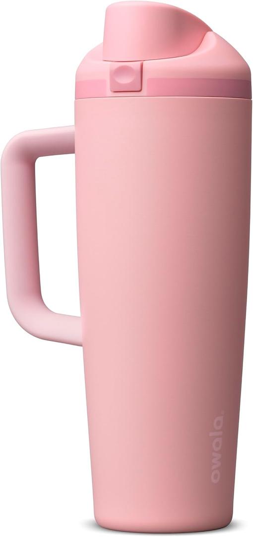Owala FreeSip Tumbler Insulated Stainless Steel Water Bottle with Built-in Straw and Side Handle, For Travel, Work, School, and Sports, 30oz, BPA Free, Leak Proof, Rose Quartz