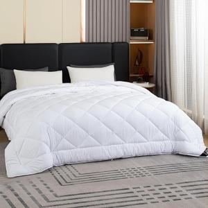  Comforter Duvet Insert Twin Size,All Season Fluffy Soft Down Alternative Comforter Microfiber Comforter with 8 Corner Tabs (White, Twin 68x88 Inches)