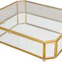 Octagonal Glass Vintage Jewelry Display Box Hexagon Elegant Display Jewelry Organizer Dustproof Gift for Women (A Style A,8.4'*1.2''*6.5''*5.2'')