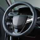 Leather Steering Wheel Cover for Nissan, 14.5-15 inches D Shape Car Steering Wheel Cover for Rogue,Altima,Kicks,Sentra,Altima,Maxima with Non-Slip Breathable Standard Size (Black)