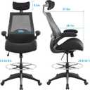 BOLISS Drafting Tall Office Chair 400lbs High Back Wide Standing Desk Chair Comfortable with Flip up Armrests Lumbar Support Adjustable Big Footrest Ring(Black), BLS-2818HD