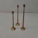 Iron Taper Candle Holder Set of 3 - Decorative Tall Candle Stand, Candlestick Holder for Wedding, Dining Table, Party Decoration (Antique Brass) (Antique Brass)
