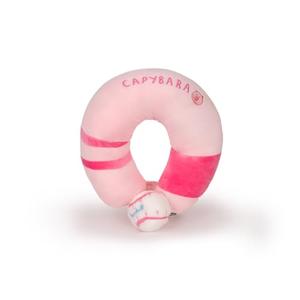 Travel Pillow Memory Foam Capybara Neck Pillow for Traveling, Car, Home, Flight Pillow for Sleeping with Attachable Snap Strap Soft Washable Cover, Provide Head Neck Support Rest, Pink