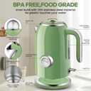Pukomc Electric Kettle,1.7L Stainless Steel Electric tea kettle with Temperature Gauge, Fast Boiling, Auto Shut - off, BPA - Free, Boil - Dry Protection, (Retro Green)