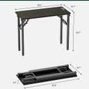 Frylr Small Folding Computer Desk 35.8 Inch Portable Table for Craft and Study, Lightweight Desk for Small Spaces, Foldable Laptop Table Built-in AC/USB Outlets for Convenience, Dark Oak,  35.8 X 15.7 Inch