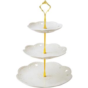 3 Tier Ceramic Cupcake Stand, White Tiered Tray for Cupcakes, 3 Tier Serving Stand for Tea Party, Birthday, Baby Shower, Wedding
