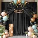 Black Backdrop Curtain 10x10ft - Wrinkle Free Polyester Photo Curtain Backdrop Wedding Back Drop Fabric Drapes for Party Decorations Background for Photography