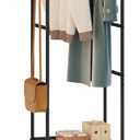 Garment Rack with Wheels,Small Metal Coat Rack With 4 Hooks,Freestanding Heavy Duty Clothing Rack with Shoe Shelves,Hanging Rod for Small Space,Bedroom,Entryway, Office, Living Room (Black)