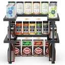 DOLALIKE Expandable Spice Rack Organizer, Stackable Cabinet Shelf Organizer Rack, Space Saving Kitchen Seasoning Organizer Storage for Home Pantry Cupboard (Black)