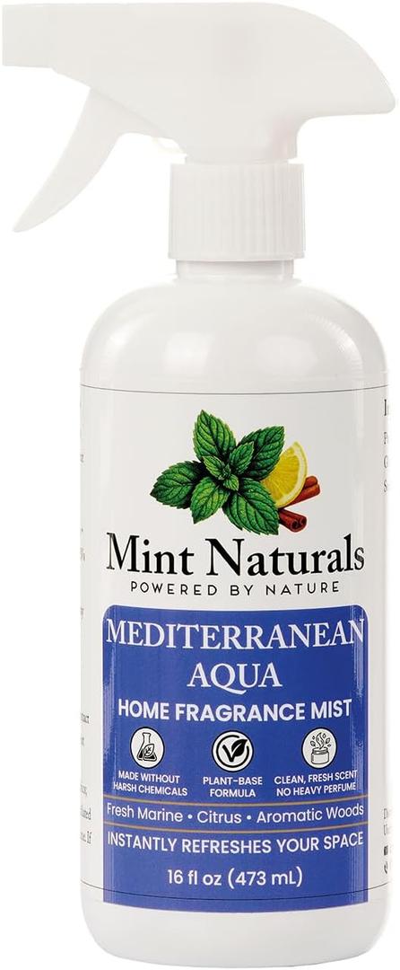 Natural Mediterranean Aqua Room Spray & Odor Eliminator  Fresh Marine Citrus Fragrance Mist That Helps Refresh Indoor Air, 16 oz  Made in USA by Mint Naturals