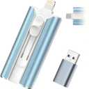 MFI Certified 512GB Flash Drive Photo Stick and USB Stick Offers Photo/Video Storage, The External Storage Jump Drive is Compatible with iOS, Android, and Pc (Blue) (Space: ~484GB)