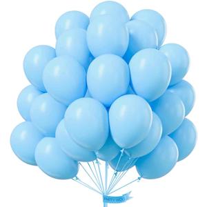 PartyWoo Light Blue Balloons, 52 pcs 12 Inch Blue Balloons, Latex Balloons for Balloon Garland or Balloon Arch as Birthday Party Decorations, Wedding Decorations, Baby Shower Decorations, Blue-Y4