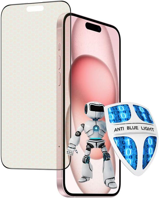 PERFECTSIGHT Sapphire Anti Glare Blue Light Blocking Screen Protector for iPhone 15 Pro Max, [Medical-Grade Eye Protection] Filter 8 Radiations Matte Diamond Hard Tempered Glass (6.7 inch)