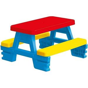 DOLU : Big Plastic Picnic Table for 4 - Blue, Red, Yellow - Indoor & Outdoor Use, 44lb Capacity, 44x77x71, Designed for Toddlers & Kids Ages 2+, 43 inches x 77 inches x 71 inches