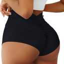 Women's Booty Shorts-High Waist V Back Yoga Shorts- Spandex Dance Hot Pants Butt Lifting Rave Bottoms (Black, S)