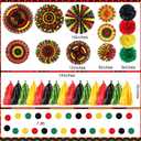 Blosssound 21 Pcs Black History Month Decorations African American Foil Backdrop Hanging Paper Fans Pompoms Banner for Black History Month Juneteenth Classroom Office Decor